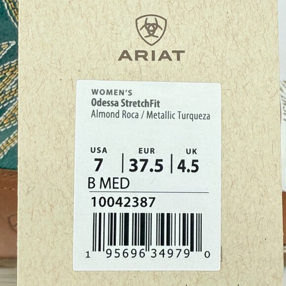 NWD Ariat Women's Odessa Brown/Metallic Turqueza Leather Western Boots Size 7B - Picture 10 of 15